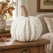 White knitted pumpkin autumn decoration by Heaven Sends, featuring a cozy, textured knitted design perfect for seasonal decor.