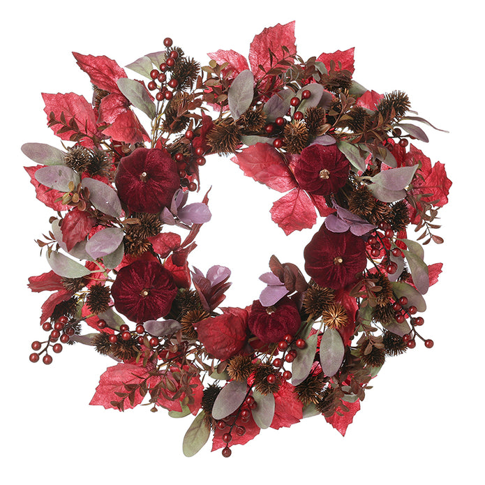 50cm Deep Red Foliage Wreath