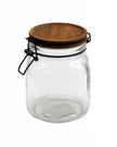 Wooden Lidded Glass Pantry Storage Jar