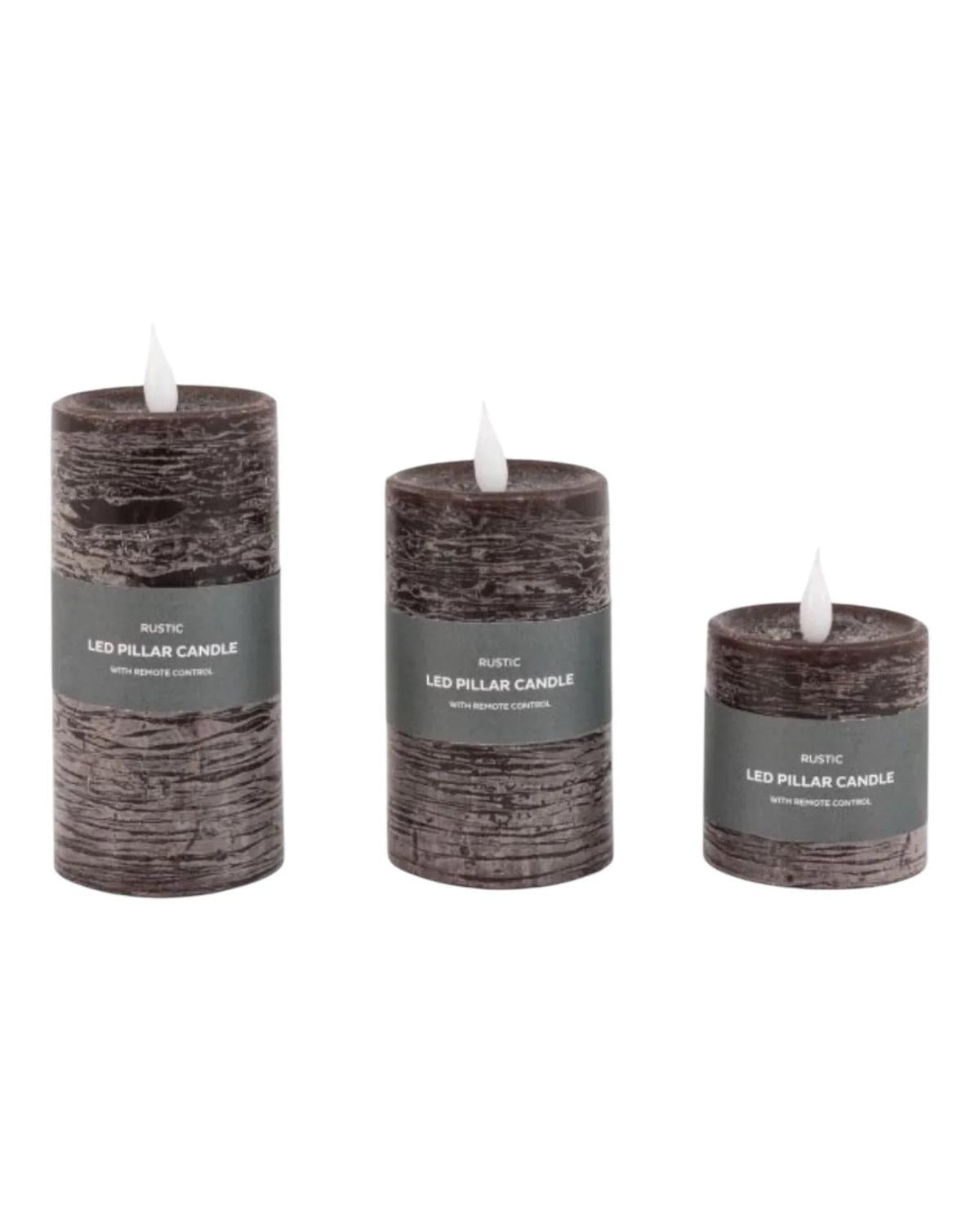 LED Battery Light Up Candle Rustic Chocolate Brown (Set of 3) - CandlesCandles - Lulu Loves Home