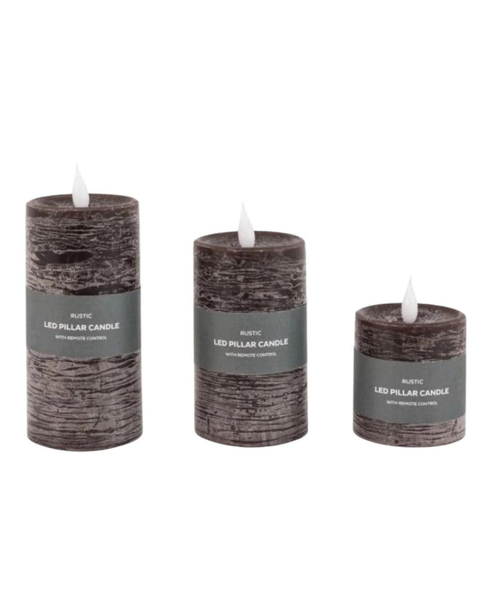 LED Battery Light Up Candle Rustic Chocolate Brown (Set of 3) - CandlesCandles - Lulu Loves Home