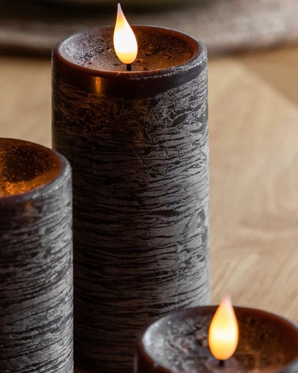LED Battery Light Up Candle Rustic Chocolate Brown (Set of 3) - CandlesCandles - Lulu Loves Home