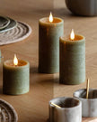 LED Battery Light Up Candle Rustic Olive Green (Set of 3) - CandlesCandles - Lulu Loves Home