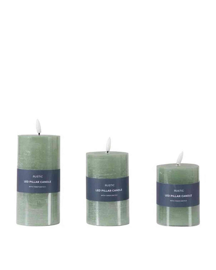 LED Battery Light Up Candle Rustic Sage Green (Set of 3) - CandlesCandles - Lulu Loves Home