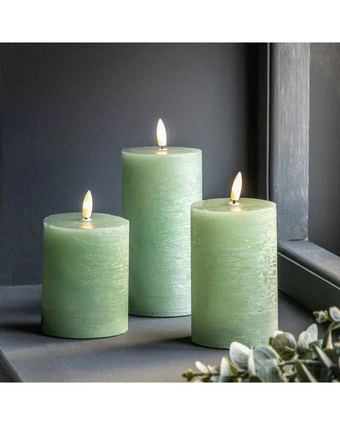 LED Battery Light Up Candle Rustic Sage Green (Set of 3) - CandlesCandles - Lulu Loves Home