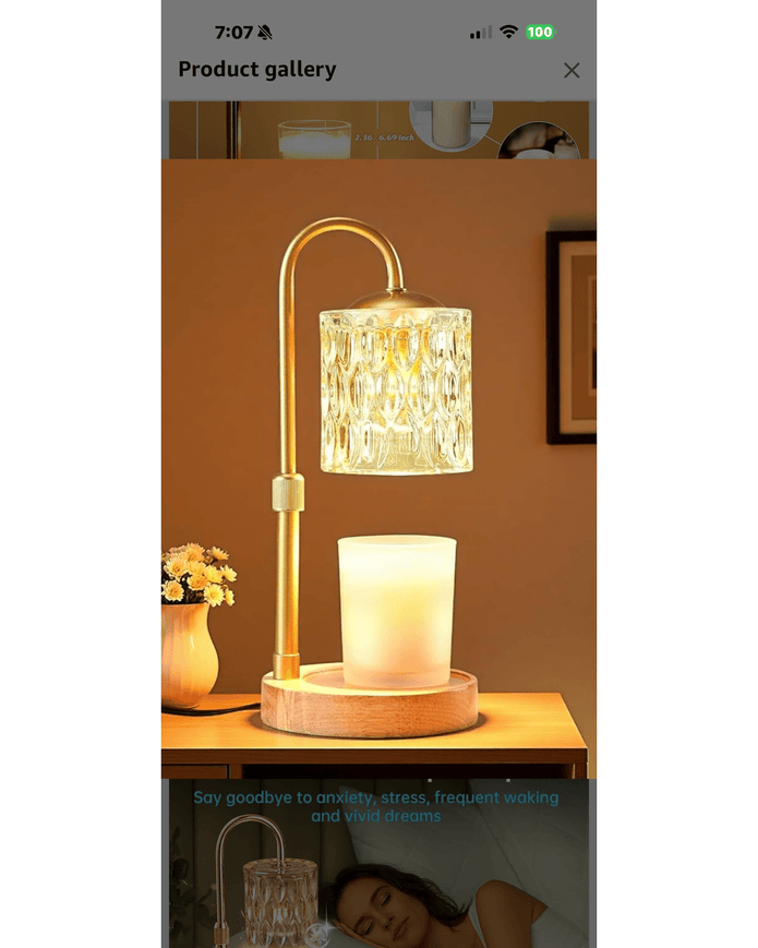LED Candle Warmer Lamp With Clear Cut Glass Shade