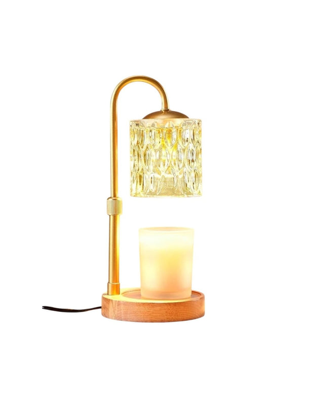 LED Candle Warmer Lamp With Clear Cut Glass Shade