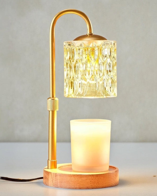 LED Candle Warmer Lamp With Clear Cut Glass Shade