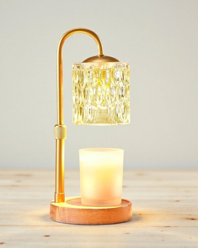 LED Candle Warmer Lamp With Clear Cut Glass Shade