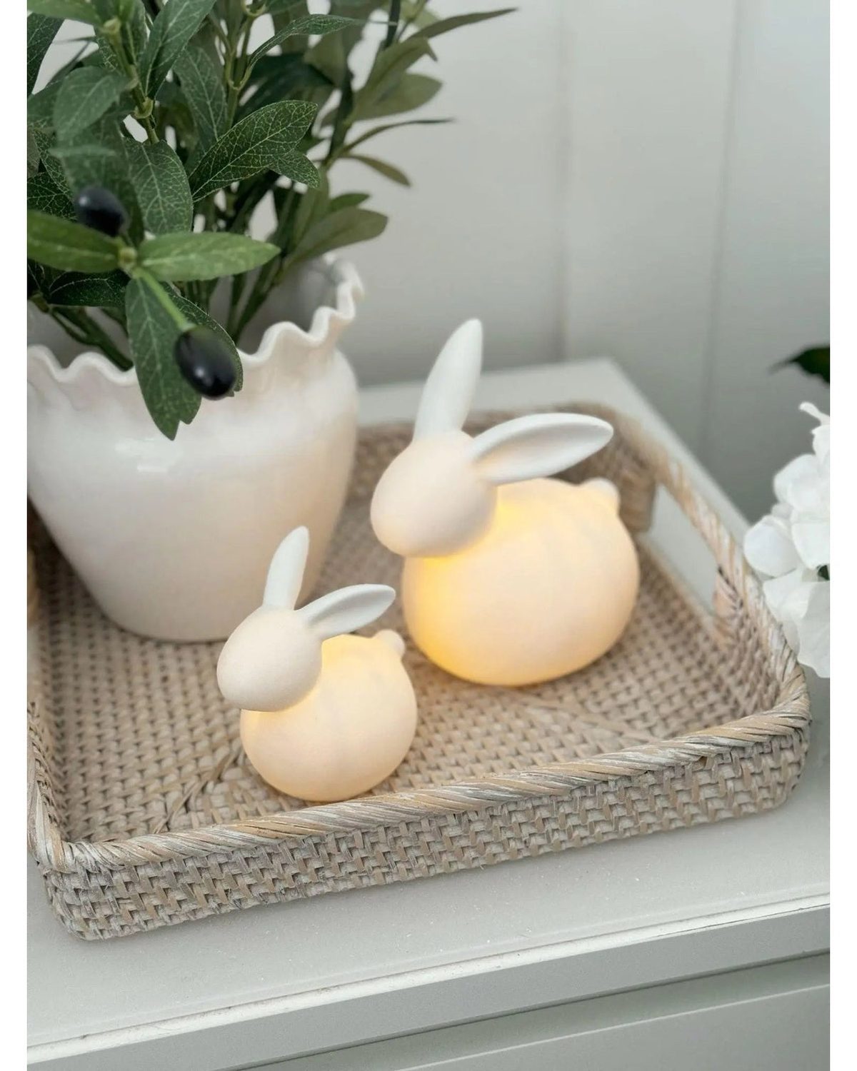 LED Light Up White Ceramic Bunny Rabbit - Lulu Loves Home Lulu Loves Home 