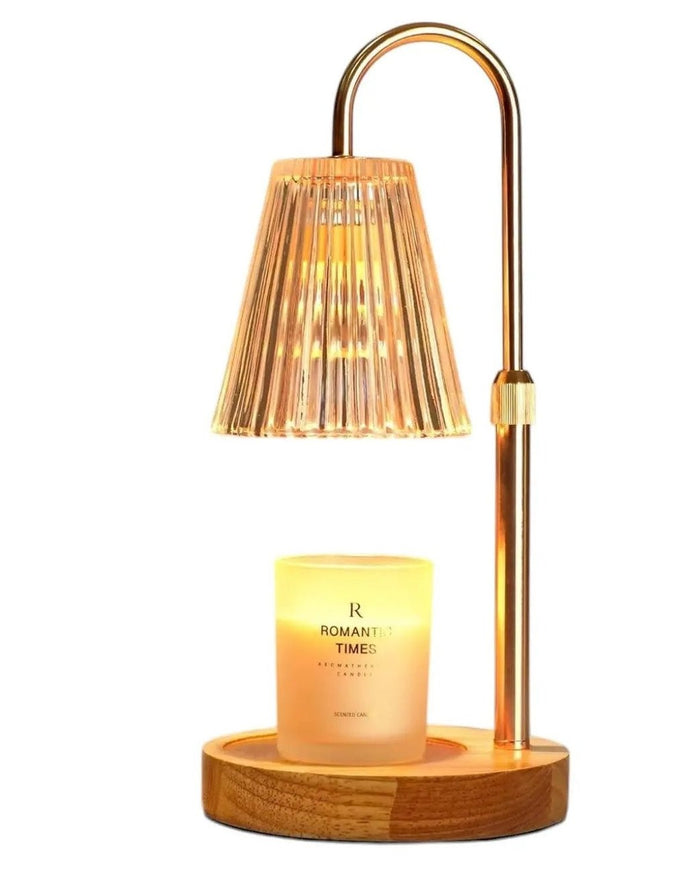 LED White Candle Warmer Lamp With Glass Ribbed Shade - LightingLighting - Lulu Loves Home