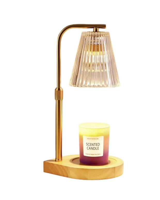 LED White Candle Warmer Lamp With Glass Ribbed Shade - LightingLighting - Lulu Loves Home