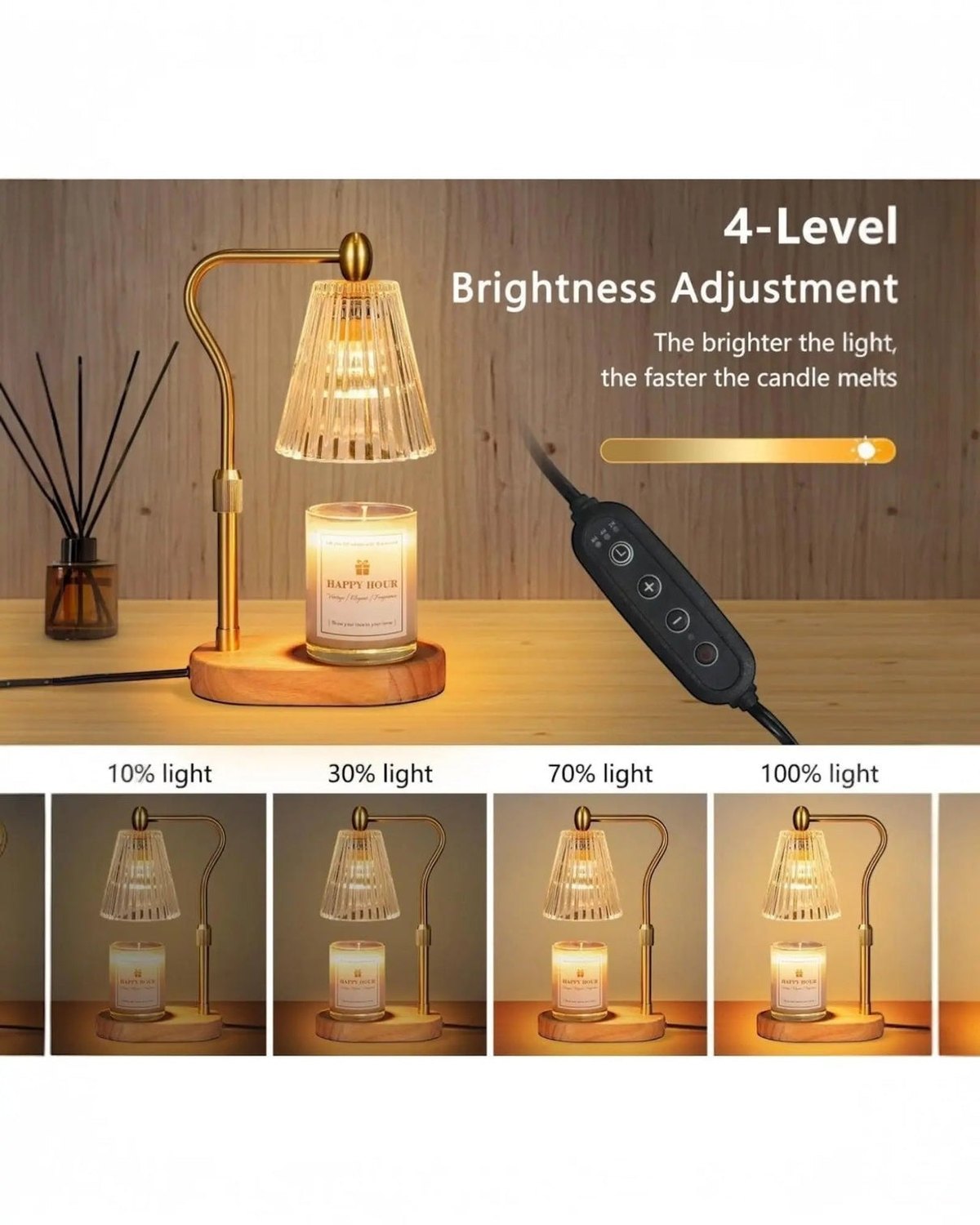 LED White Candle Warmer Lamp With Glass Ribbed Shade - LightingLighting - Lulu Loves Home