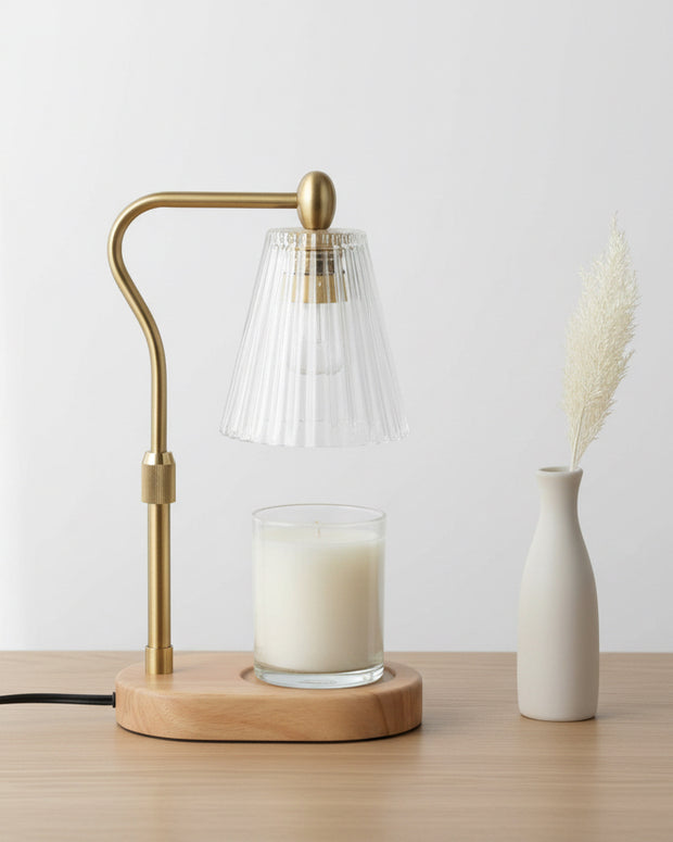 LED White Candle Warmer Lamp With Glass Ribbed Shade - LightingLighting - Lulu Loves Home
