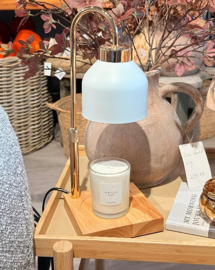 LED White Candle Warmer Lamp With White Shade