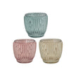 Small Ribbed Bright Glass Tealight Candle Holders