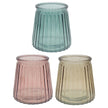 Large Ribbed Bright Glass Tealight Candle Holders