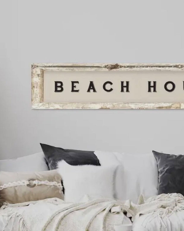 Large Antique Wood Dutch Shutter Framed Canvas Wall Art - BEACH HOUSE - PRE ORDER UP TO SIX WEEK DELIVERY TIME