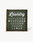 Large Olive Green Framed Sign - Laundry Symbols - HANDMADE TO ORDER THREE WEEK DELIVERY