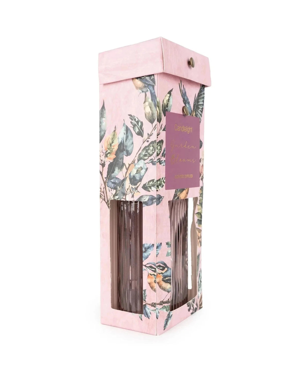 Packaged product with floral design on a white background