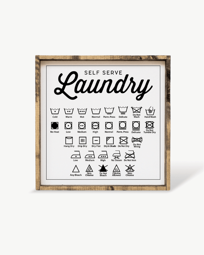 Large White Framed Sign - Laundry Symbols - HANDMADE TO ORDER THREE WEEK DELIVERY