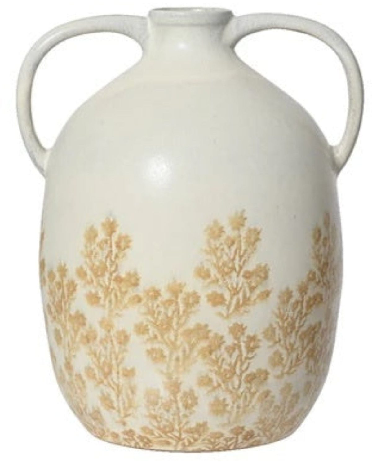 Large White Jug Vase With Floral Pattern