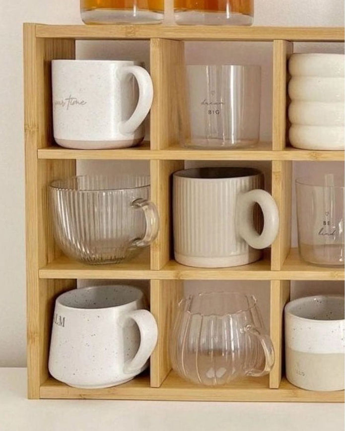 Light Wood Mug Shelf Unit