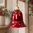 Glossy Red Metal Bell With Cutout Detail Large – close-up product detail