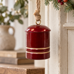 Glossy Red Metal Cowbell On Hanger – close-up product detail