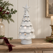 White Metal Light Up LED Cutout Christmas Tree – styled British country home view
