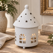 White Rounded Tealight House – close-up product detail