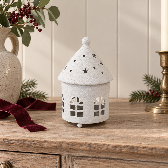 White Rounded Tealight House – styled British country home view