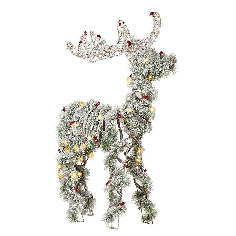 White Fir Tree LED Reindeer