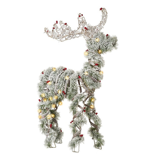 White Fir Tree LED Reindeer