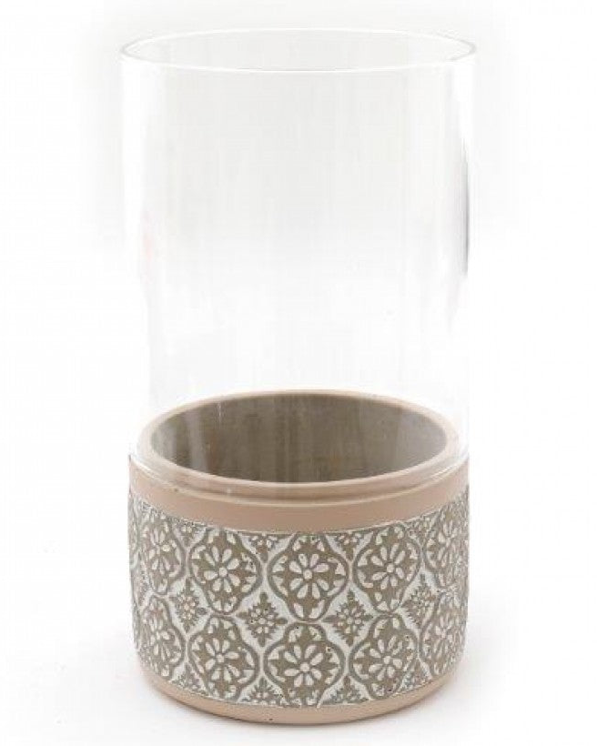 Stone Hurricane Glass Candle Holder