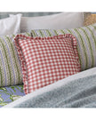 Maude Gingham Reversible Piped Cushion Rose Pink
