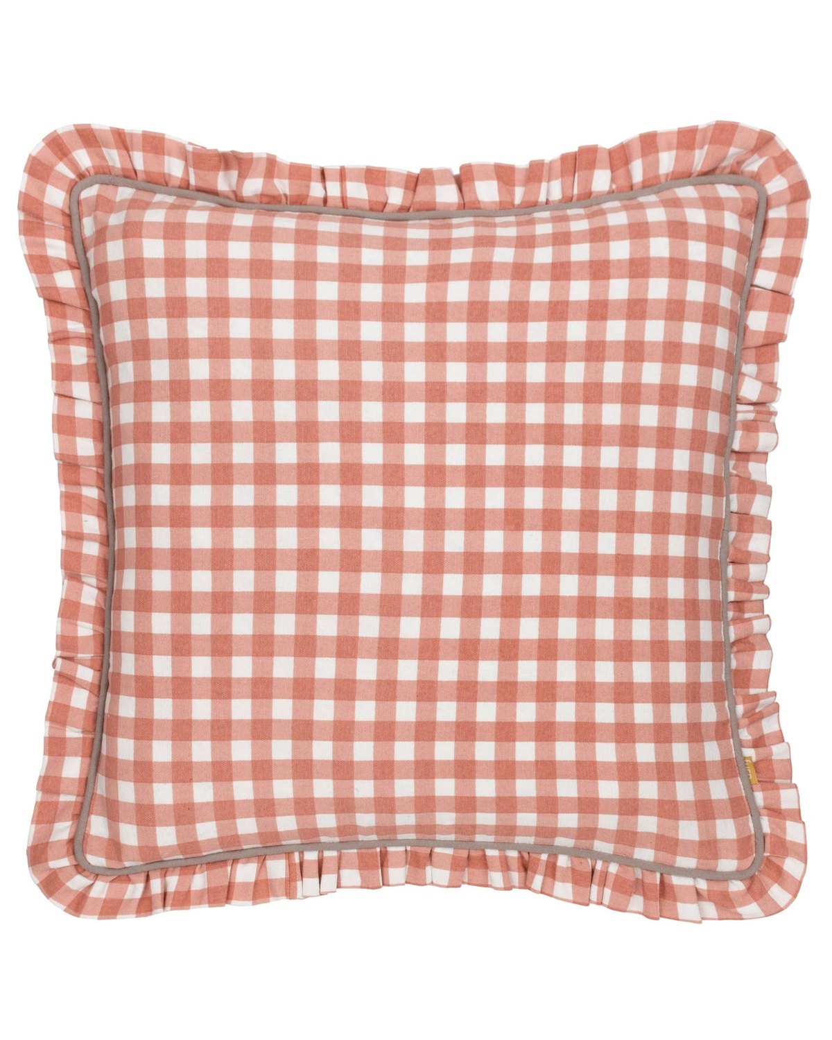 Maude Gingham Reversible Piped Cushion Rose Pink