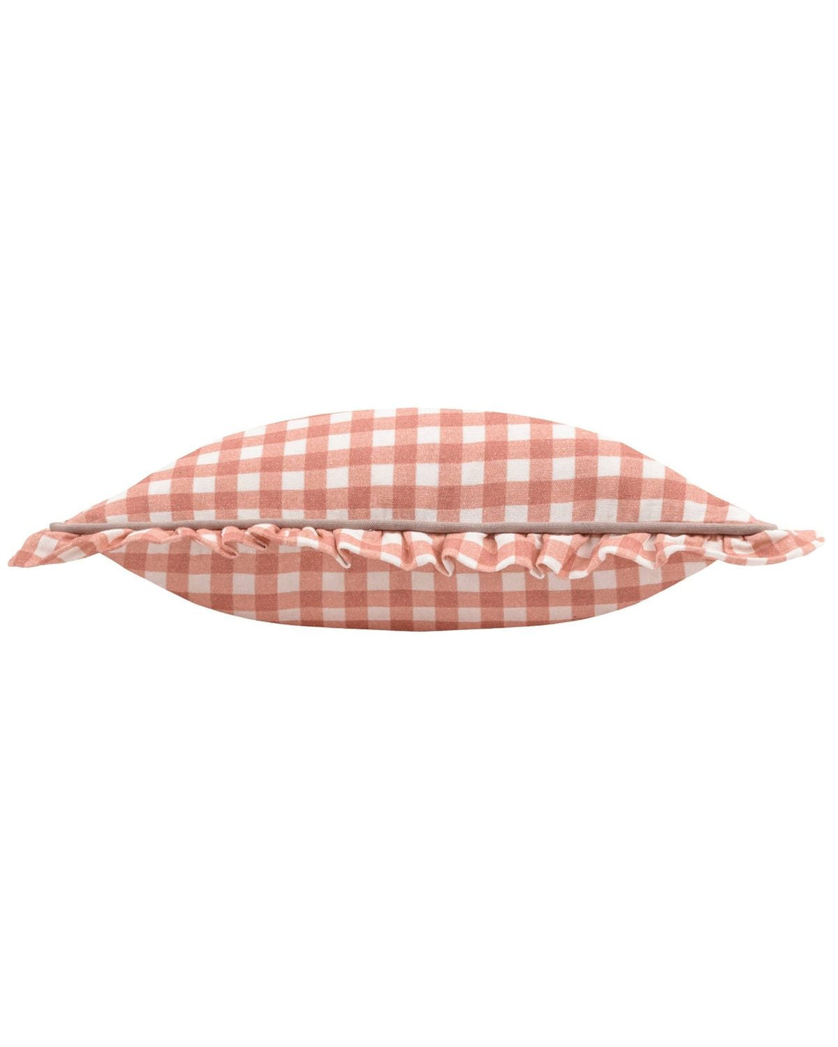 Maude Gingham Reversible Piped Cushion Rose Pink
