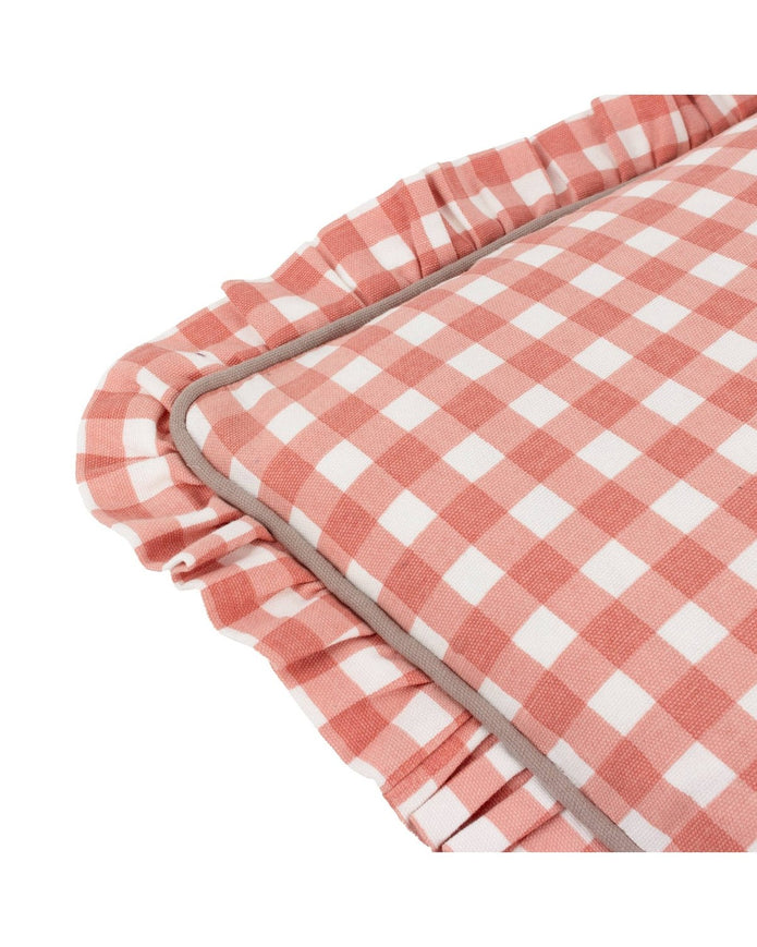 Maude Gingham Reversible Piped Cushion Rose Pink
