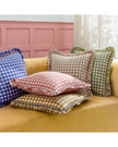 Maude Gingham Reversible Piped Cushion Rose Pink