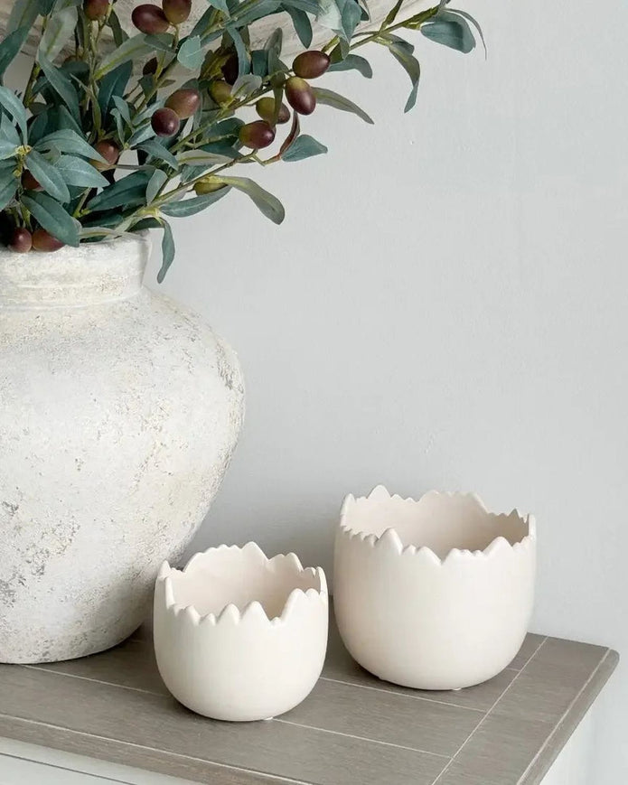 Mona Matt White Ceramic Egg Planter Pot - Lulu Loves Home Lulu Loves Home 