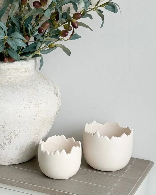 Mona Matt White Ceramic Egg Planter Pot - Lulu Loves Home Lulu Loves Home 