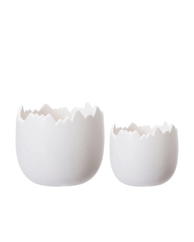 Mona Matt White Ceramic Egg Planter Pot - Lulu Loves Home Lulu Loves Home 