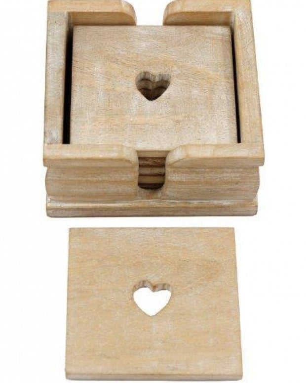 Wood Heart Coasters - Set of Six