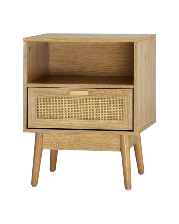 Natural Framed Rattan Bedside Lamp Tables One Drawer - PRE ORDER UP TO 14 DAYS DELIVERY