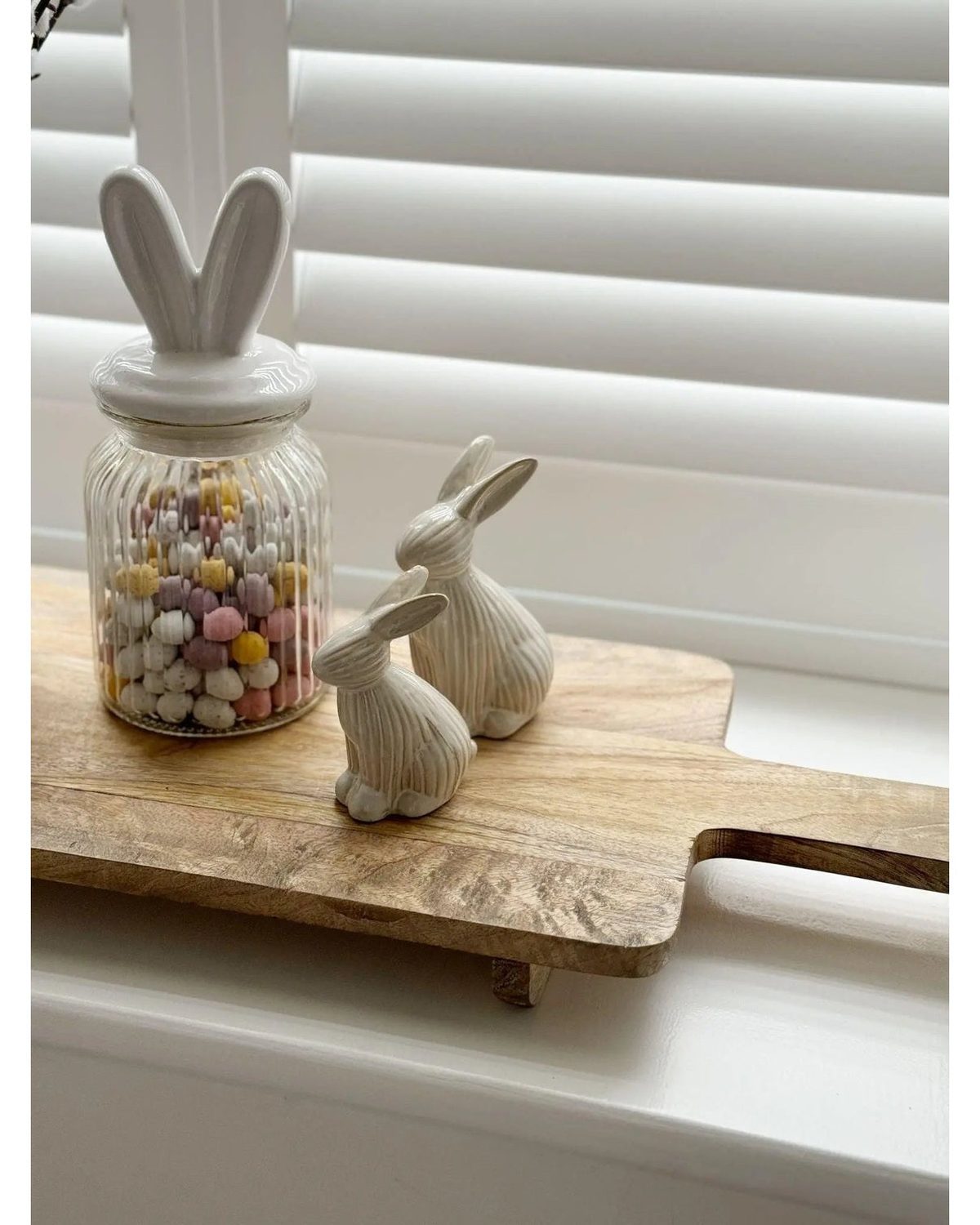 Natural Glazed Ribbed Sitting Bunny Rabbit - Lulu Loves Home Lulu Loves Home 