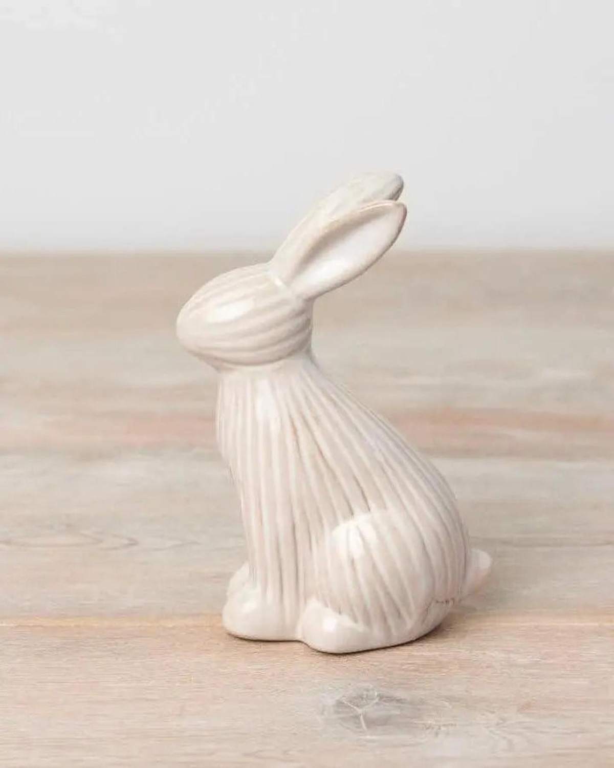 Natural Glazed Ribbed Sitting Bunny Rabbit - Lulu Loves Home Lulu Loves Home 