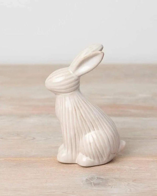 Natural Glazed Ribbed Sitting Bunny Rabbit - Lulu Loves Home Lulu Loves Home 