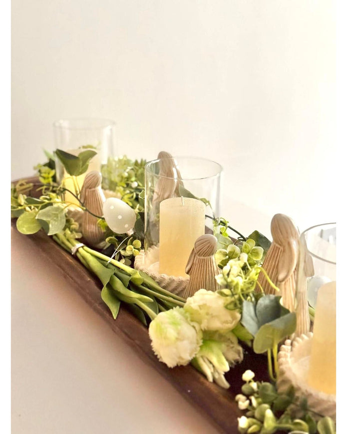 Natural Glazed Ribbed Stargazing Bunny Rabbits - Set of Two