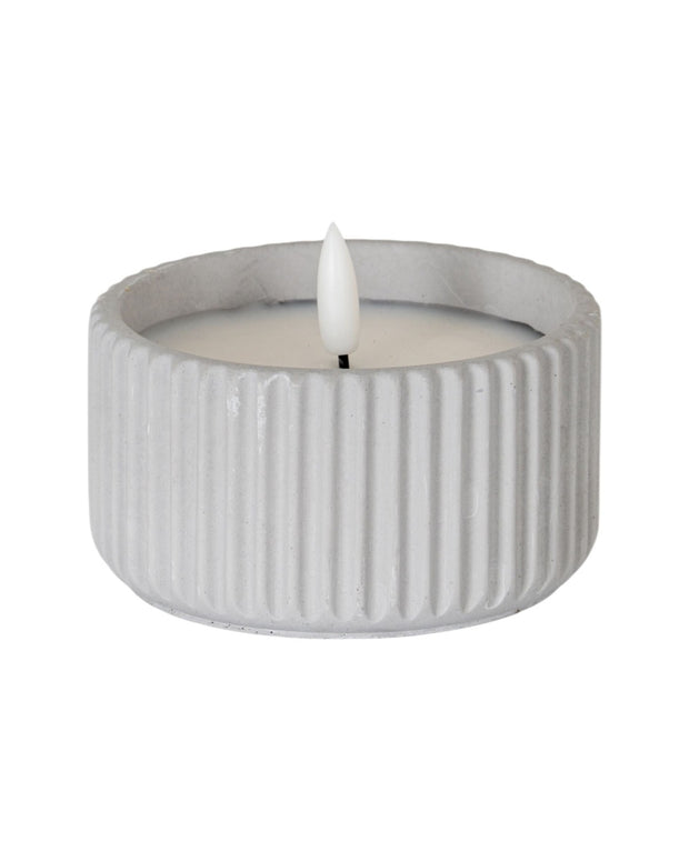 Natural Stone Ribbed Light Up LED Candle
